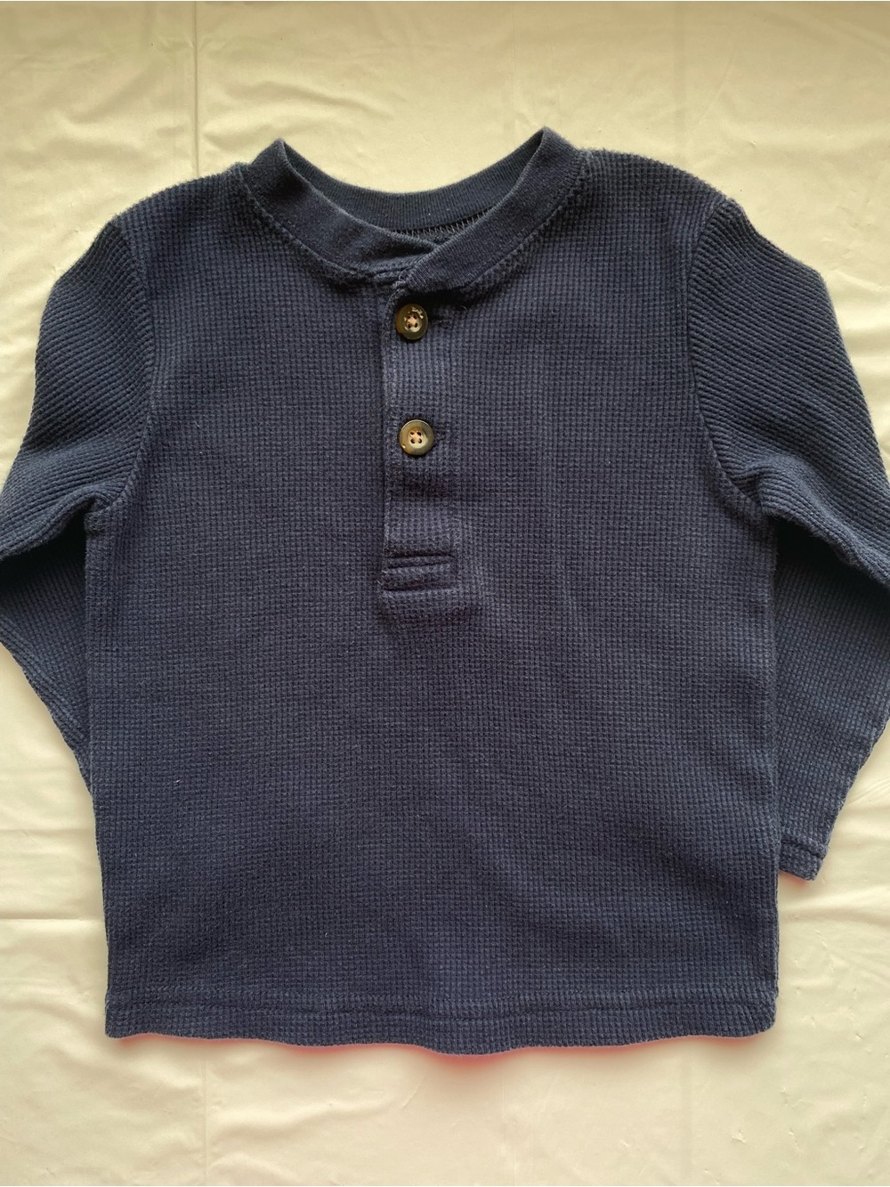 Garanimals Toddler Boy Waffle Knit Henley Shirt Navy Blue Thermal Top 3T